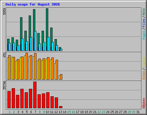 Daily usage for August 2026